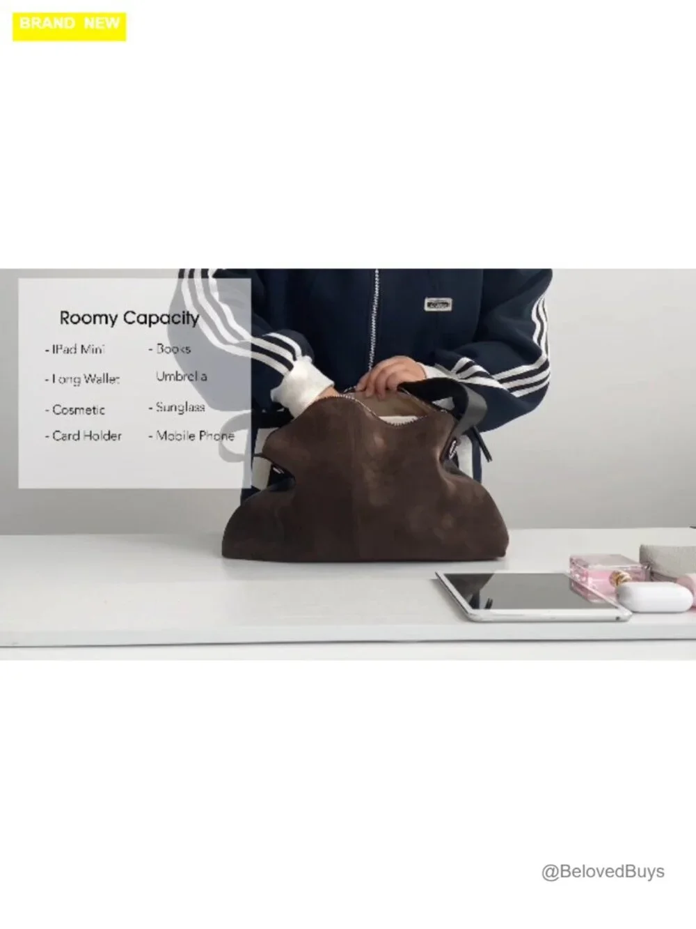 Suede Leather Crossbody Bag with Adjustable Wide Strap Tote Handbag